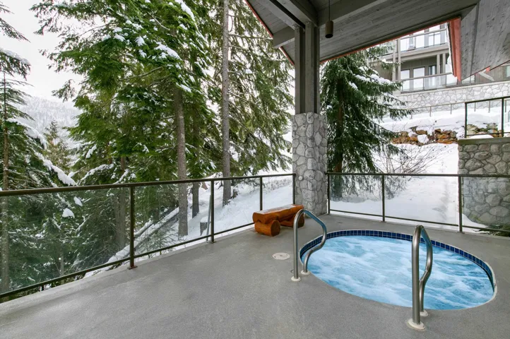 View of snow covered pool