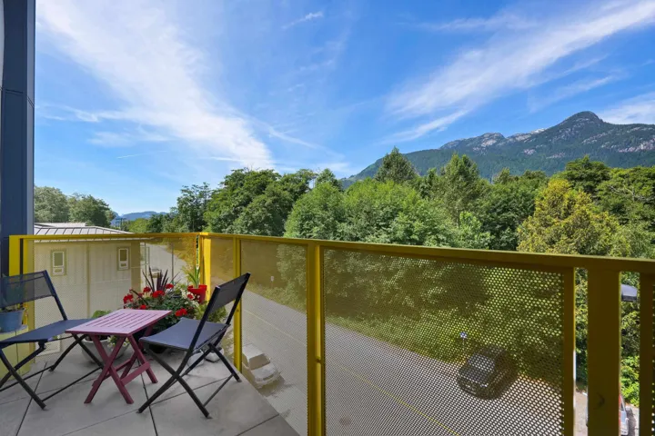 Balcony with a mountain view