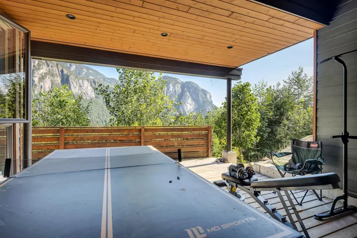 View of patio with a mountain view