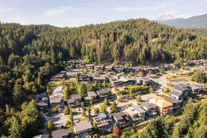Aerial view of property and surrounding area with nearby suburban area and a mountainous background