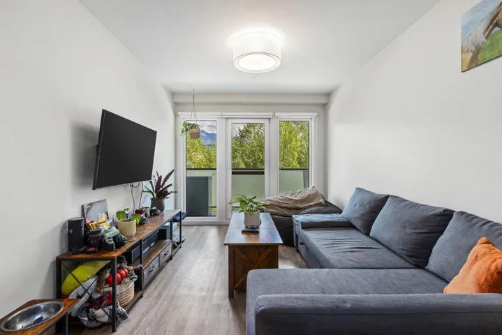 Living room with wood finished floors