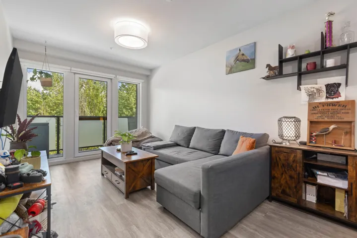 Living room with wood finished floors