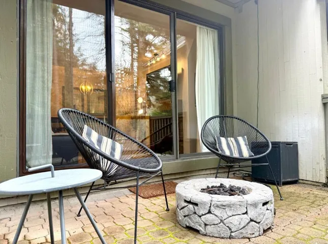 Interior space with an outdoor fire pit
