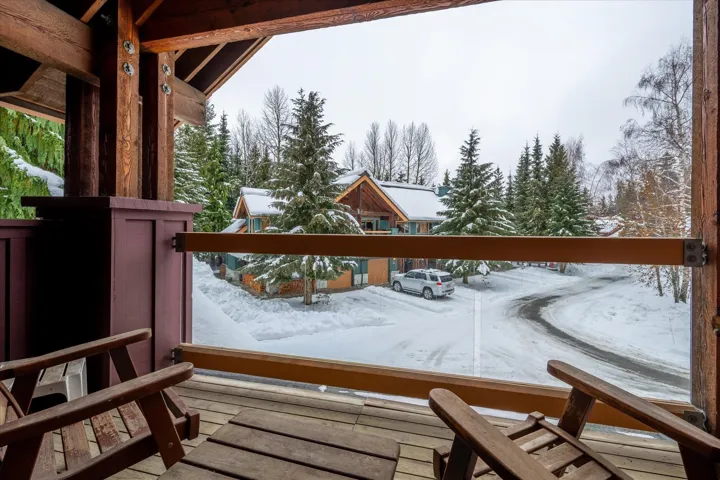 View of snow covered deck