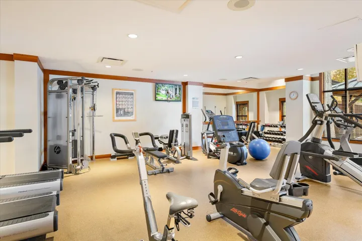 Gym featuring recessed lighting