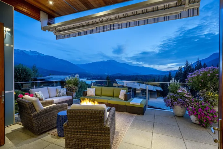 View of patio / terrace with a mountain view