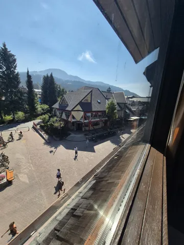 Balcony with a mountain view