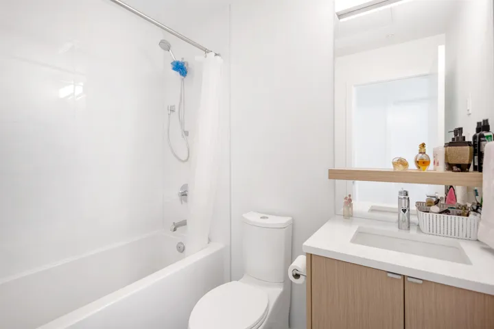 Full bathroom with vanity and shower / tub combo