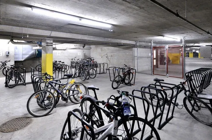 Garage featuring bike storage