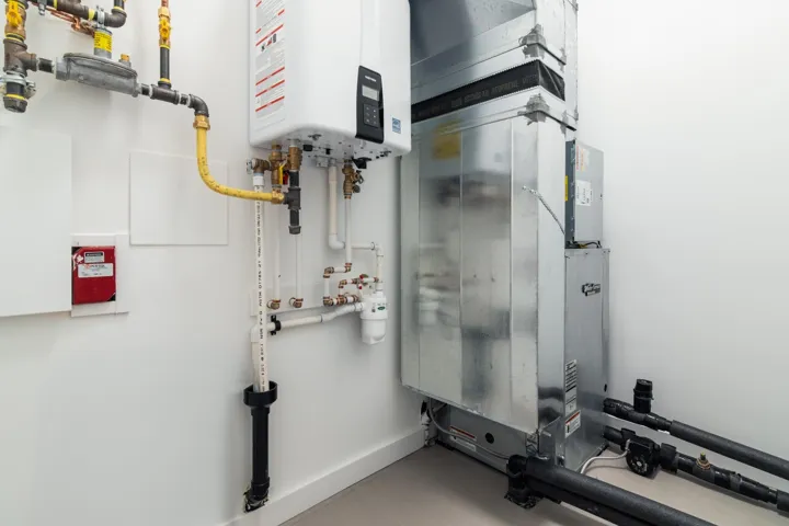 Utilities with tankless water heater