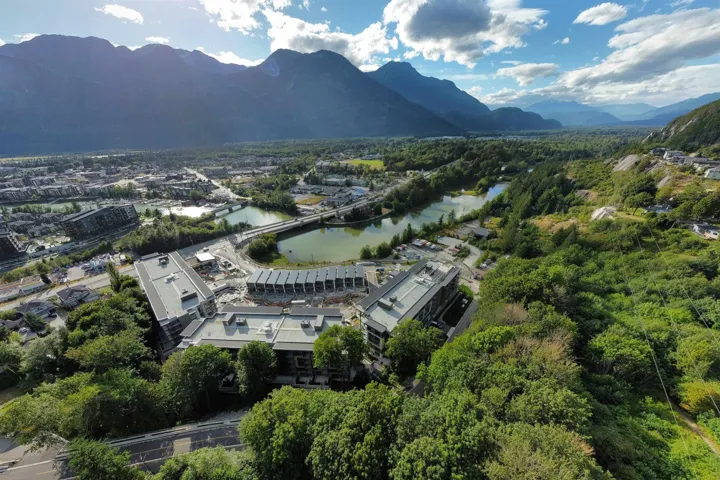 Drone / aerial view of a water and mountain view