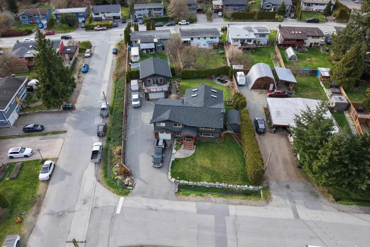 Aerial perspective of suburban area