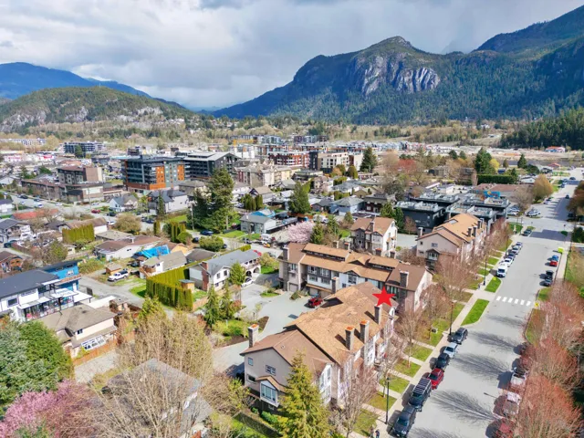 Birds eye view of property with a mountain view