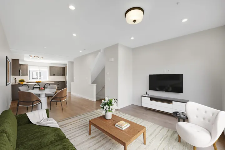Living Room and dining area virtuallly staged