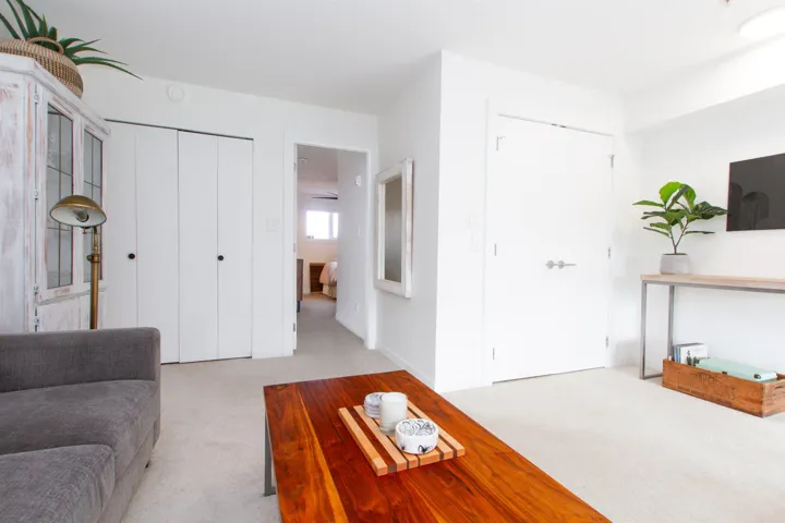 View of carpeted living area