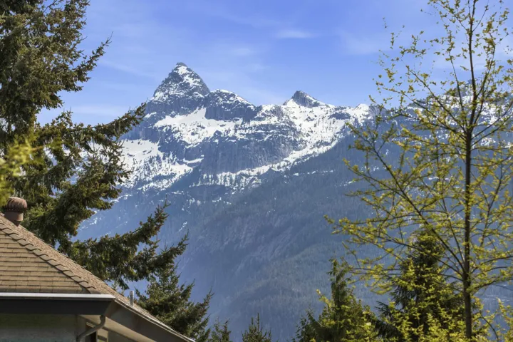 Snow-capped mountain range under a clear sky