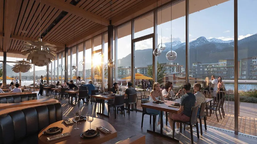 Dining space with floor to ceiling windows, a mountain view, ceiling fan, and a wooden ceiling with exposed beams