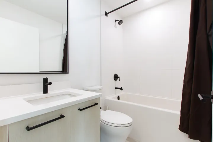 Full bathroom featuring vanity and washtub / shower combination