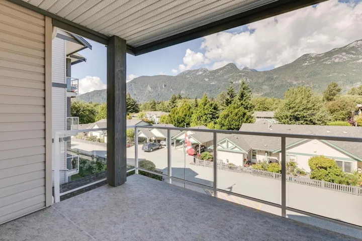 Balcony with a mountain view