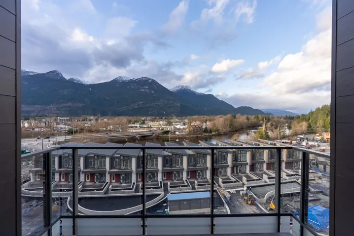 Balcony with a mountain view