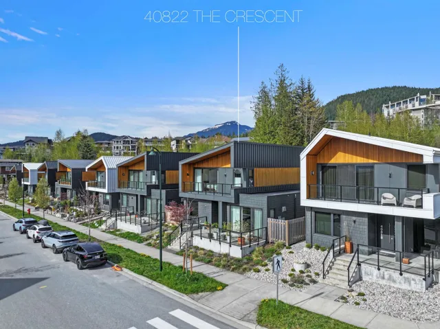 View of building exterior featuring a mountain view and a residential view