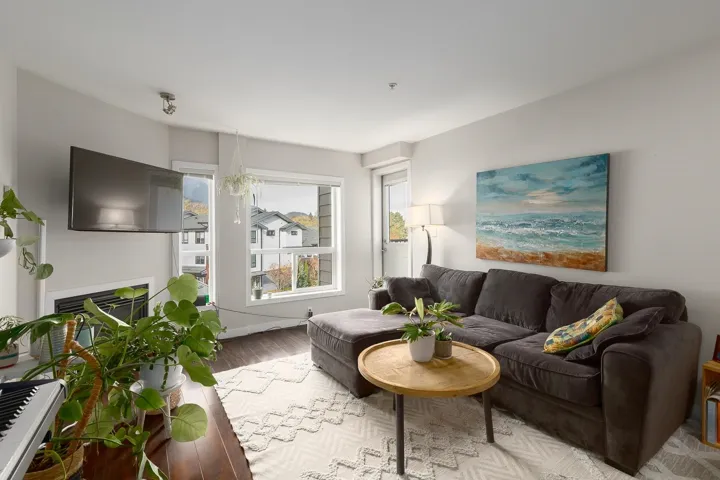 Living and fireplace