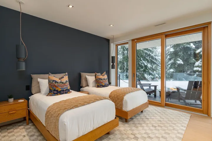 Bedroom featuring access to exterior and recessed lighting