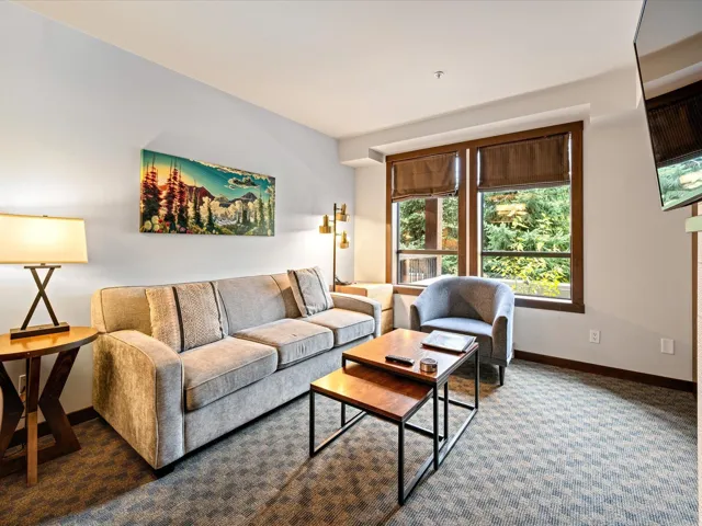 Living area featuring baseboards and carpet
