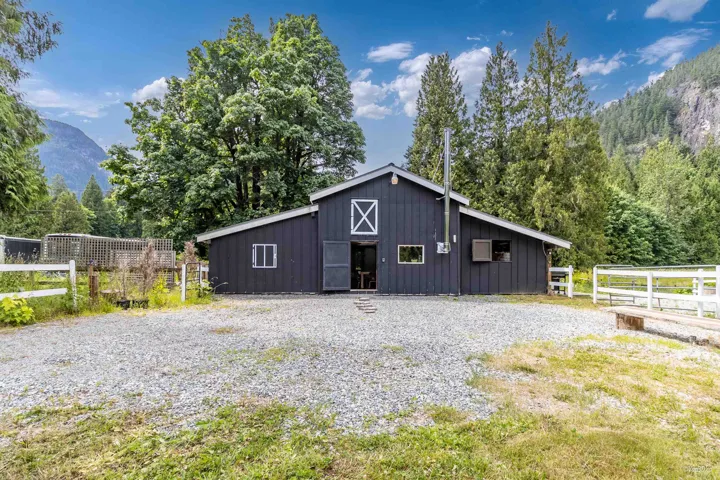 View of barn featuring a mountain view