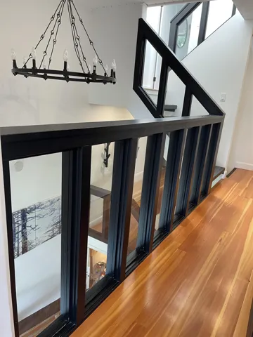 Stairway with wood finished floors