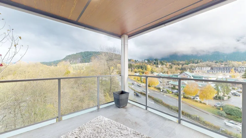 Balcony with a mountain view