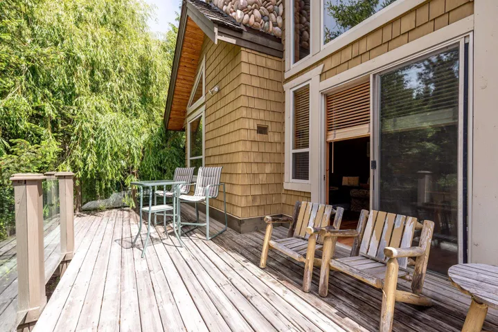 Wooden deck with outdoor dining space