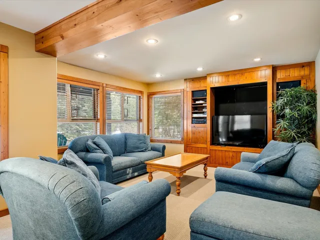 Living room with recessed lighting
