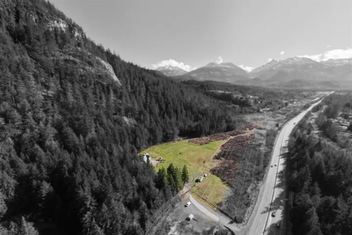 Bird's eye view of a mountain backdrop