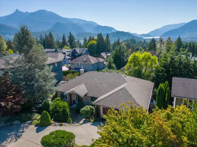 Aerial view with a mountain view