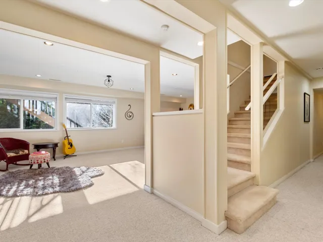 Playroom featuring recessed lighting, baseboards, and carpet floors