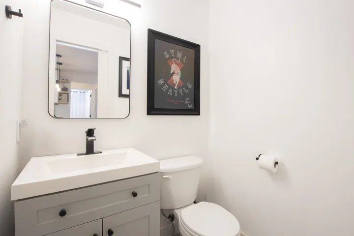 Bathroom with vanity and toilet