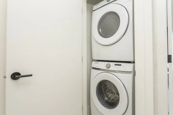 Stackable washer and dryer unit