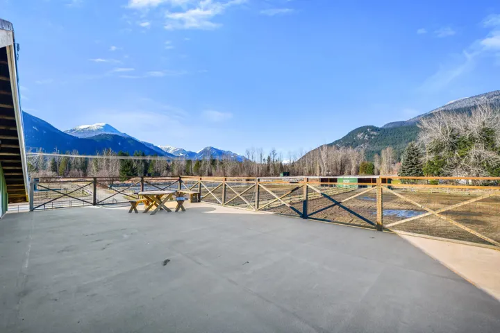 View of patio featuring a mountain view