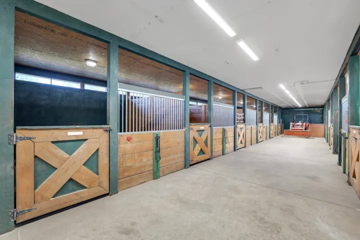 View of horse barn