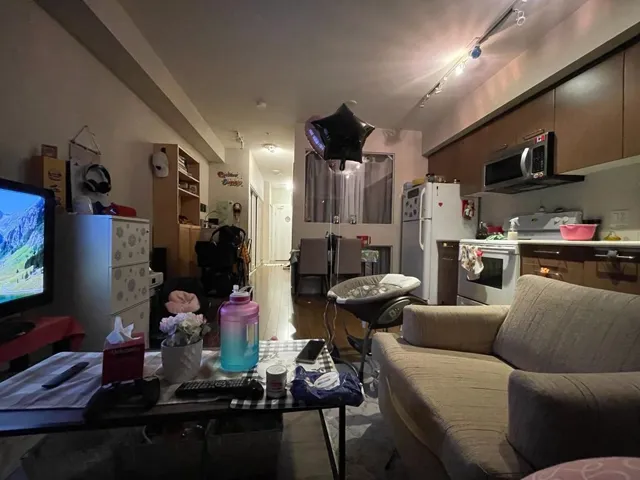 Living area with track lighting
