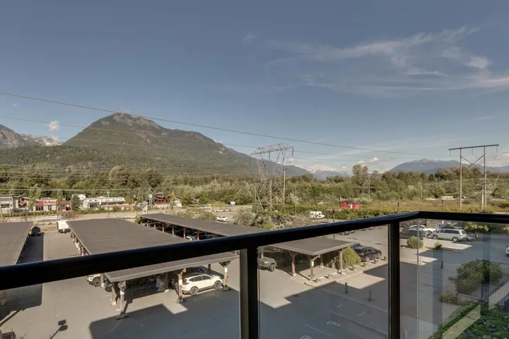 Balcony with a mountain view