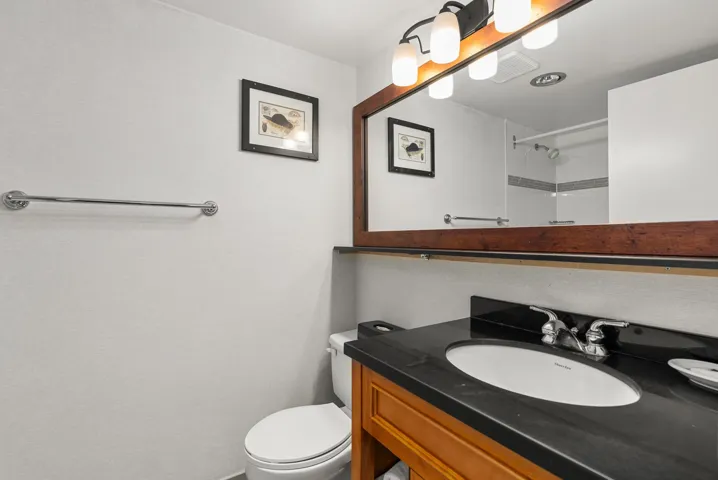 Full bathroom with vanity and a shower