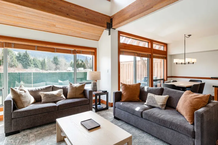 Vaulted ceilings with exposed wood beams