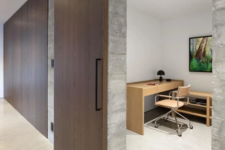 Office with concrete floors