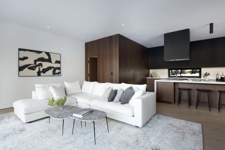 Living room featuring recessed lighting and light wood finished floors