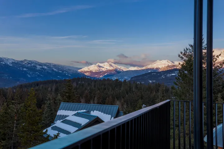 View of mountain backdrop featuring a heavily wooded area