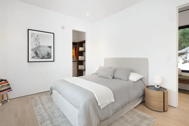 Bedroom featuring light wood-style flooring and recessed lighting