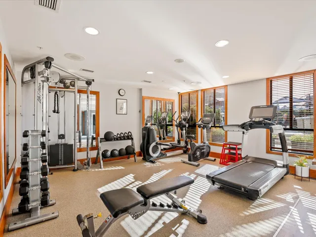 Gym with recessed lighting
