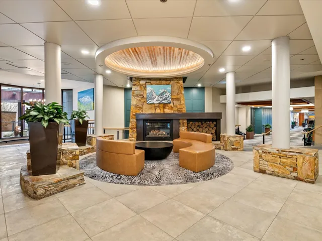Community lobby featuring recessed lighting